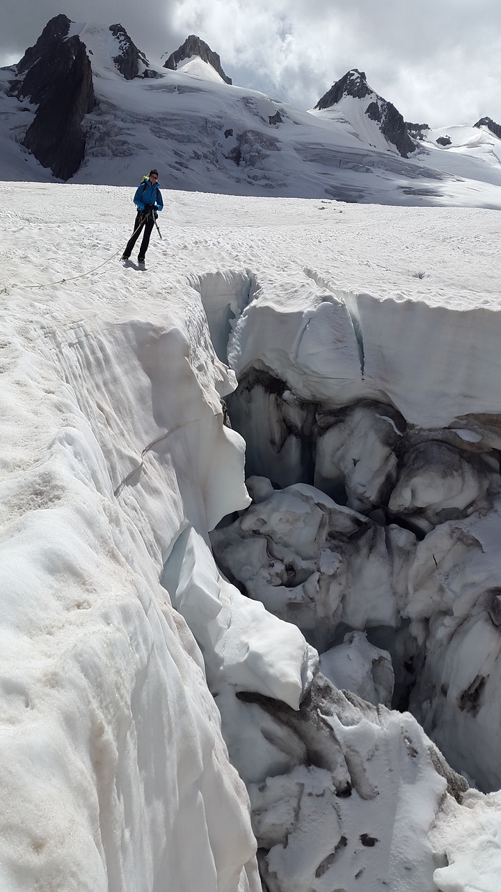 crevasse glacier mont blanc free photo