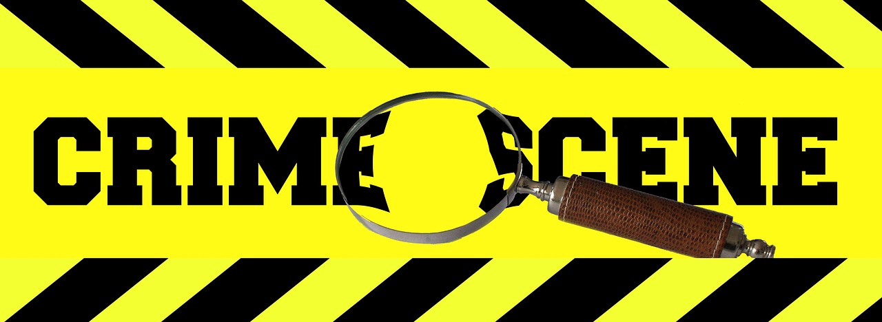 crime scene  tape  magnifying glass free photo