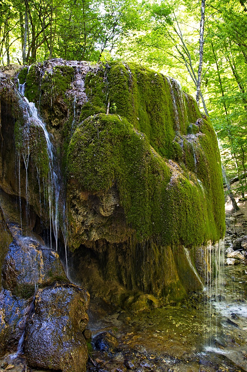 crimea mountains waterfall silver jet free photo