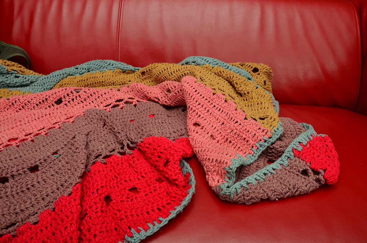 crochet blanket sofa couch free photo
