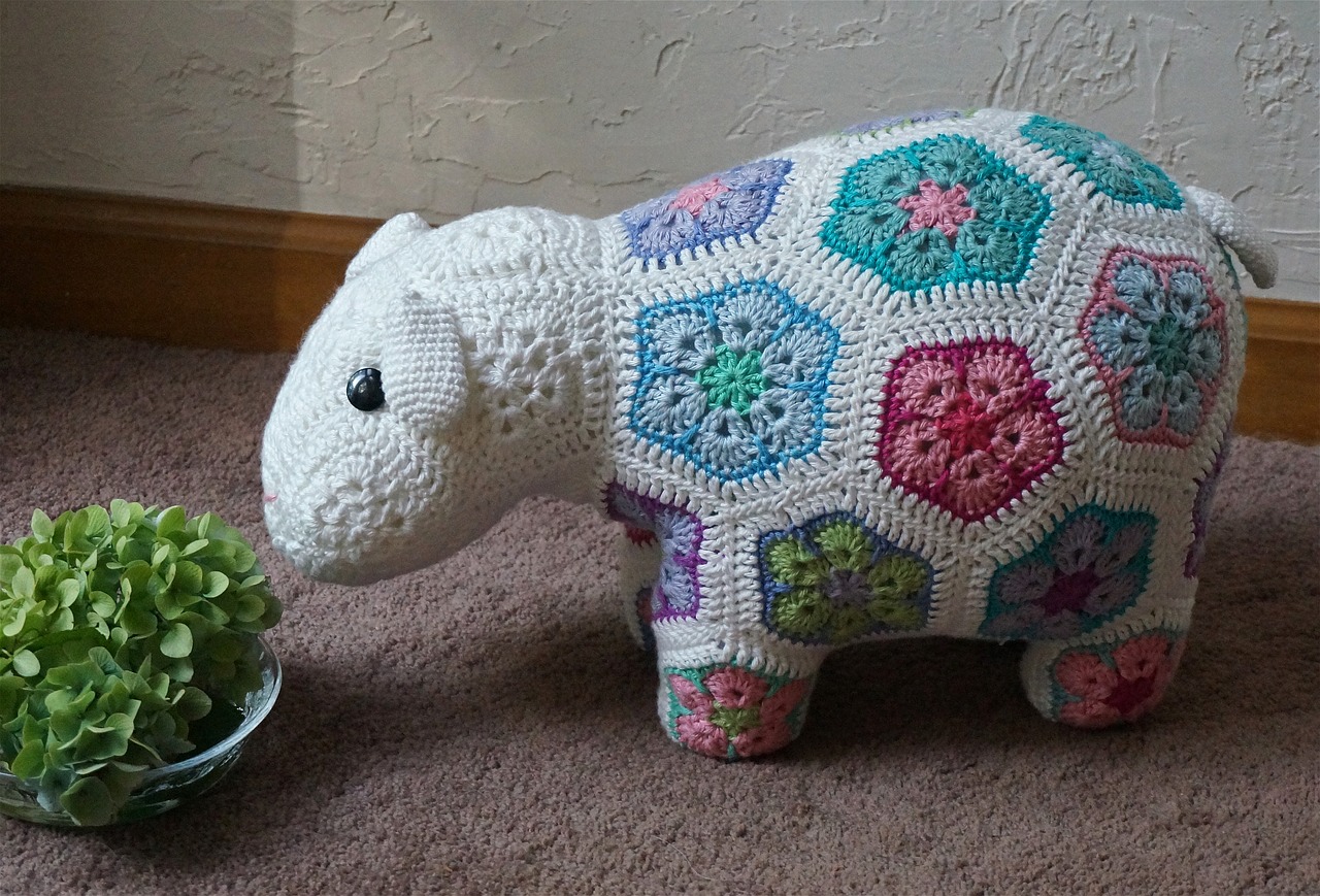 crocheted happy lamb african flower design heidi bears design free photo