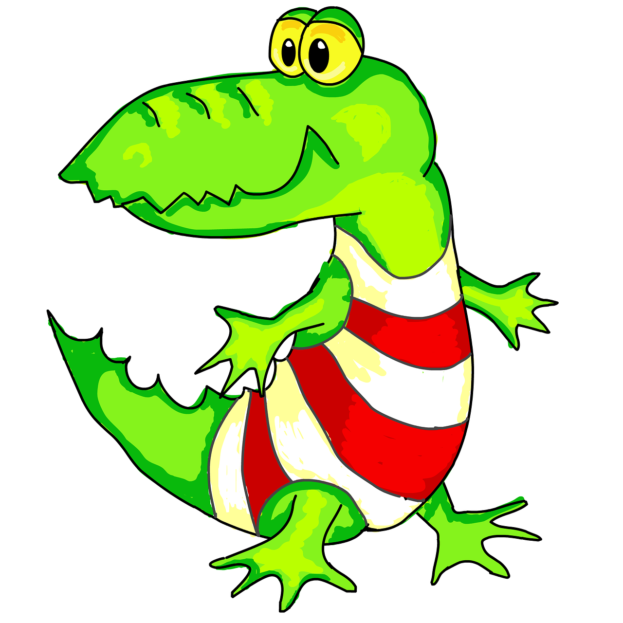 Download free photo of Crocodile,cartoon,cool,striped t shirt,cute - from  
