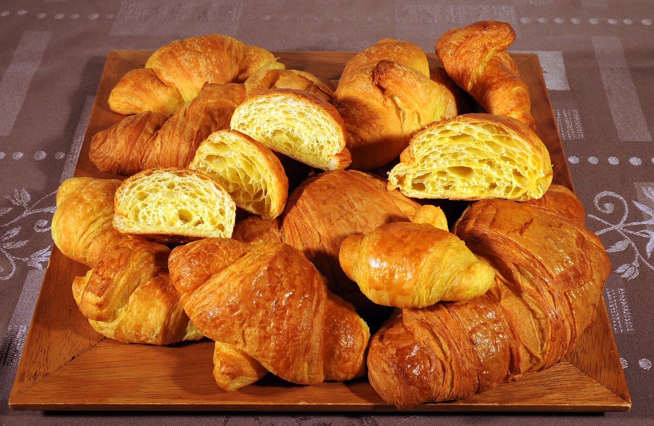 croissants baked tablecloth free photo