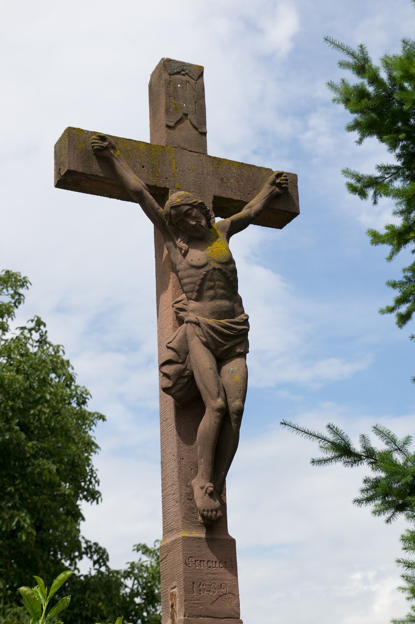 cross sandstone from the vosges calvary free photo