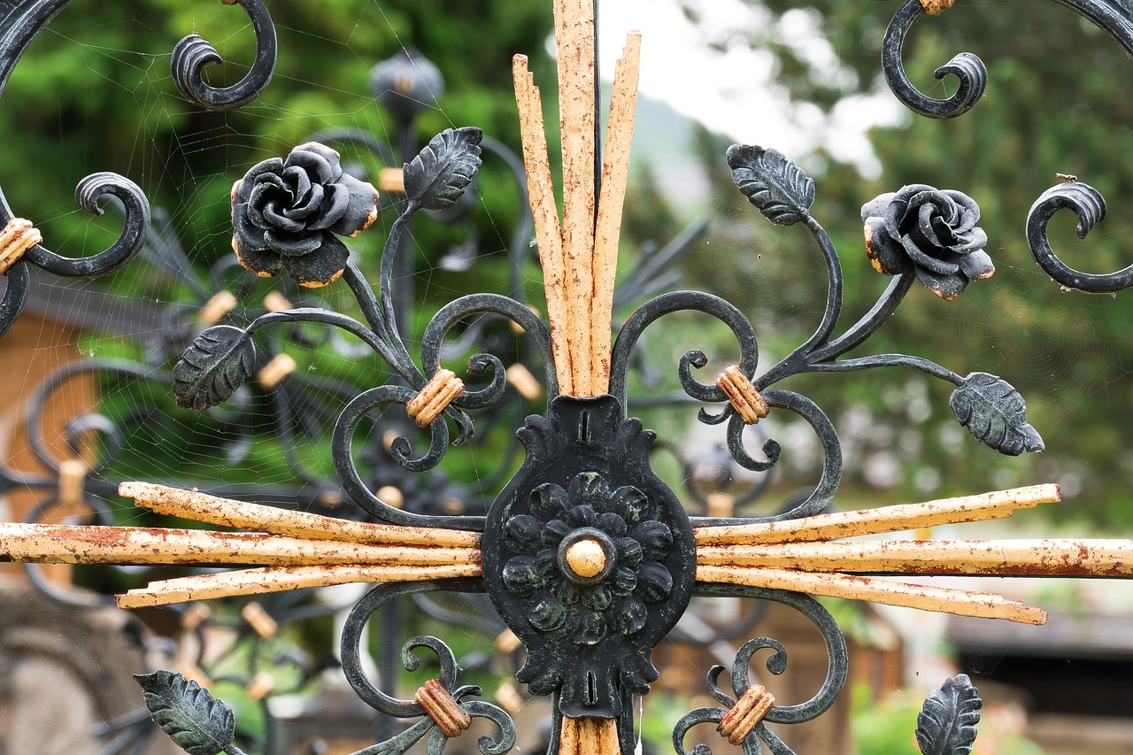 cross wrought iron rose free photo