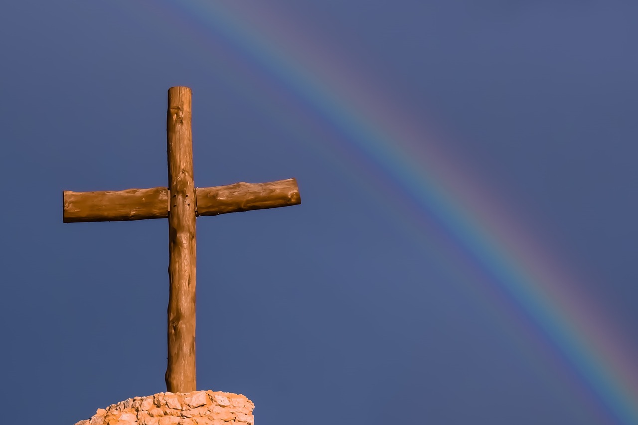 cross rainbow religion free photo