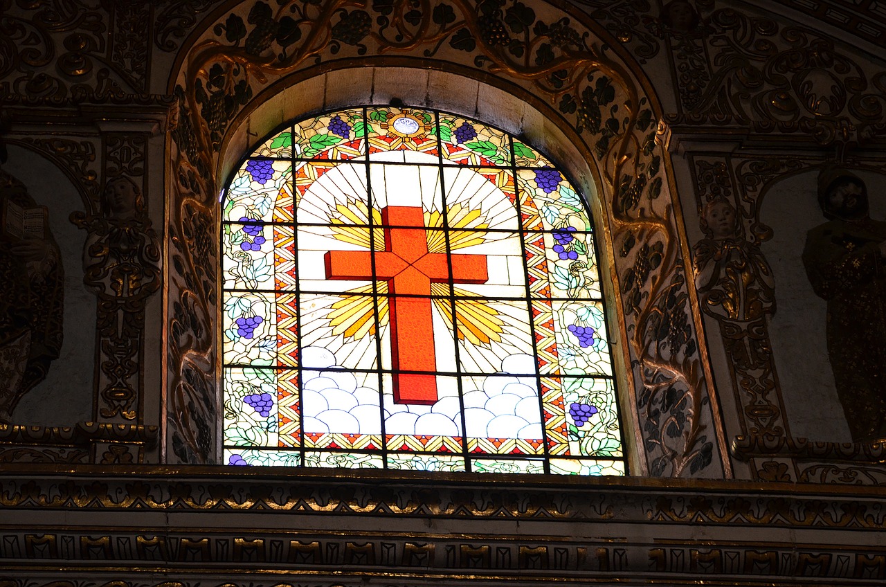 cross stained glass glass free photo