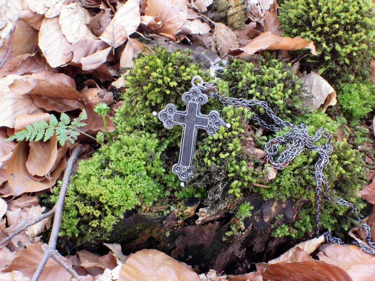 cross crucifix moss free photo
