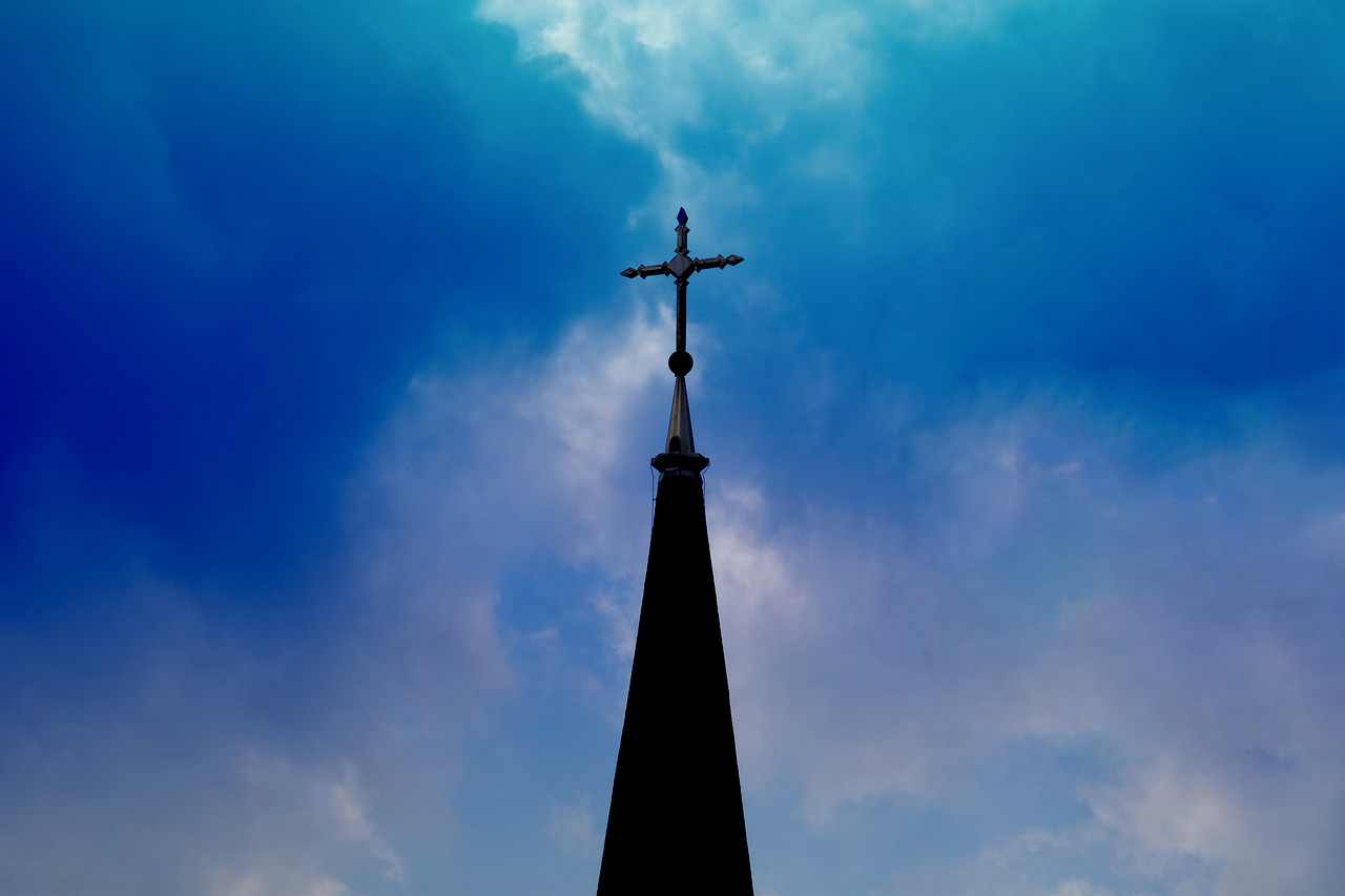 cross  steeple  thunderstorm free photo