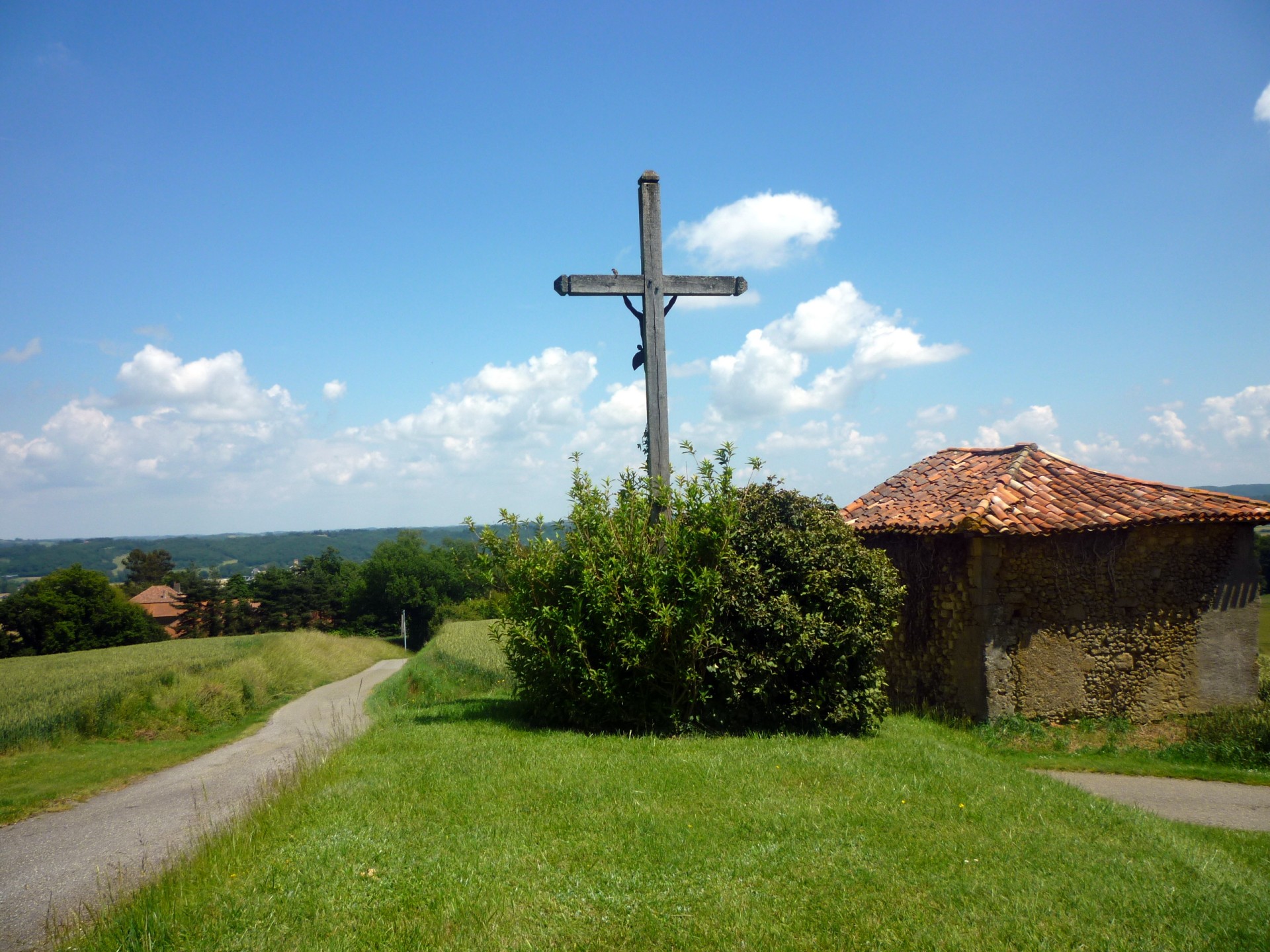 wooden cross sky countryside free photo