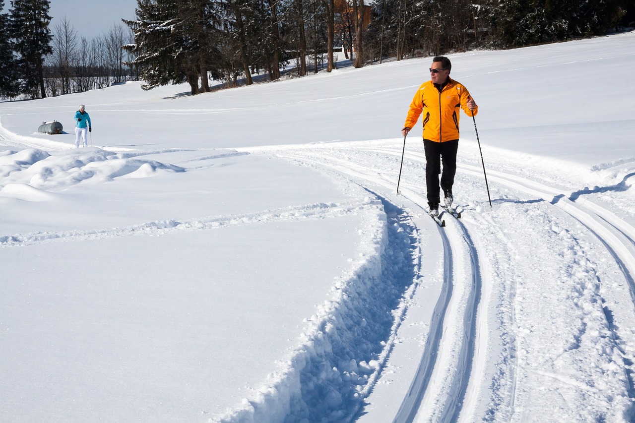 cross-country skiing trail trace free photo