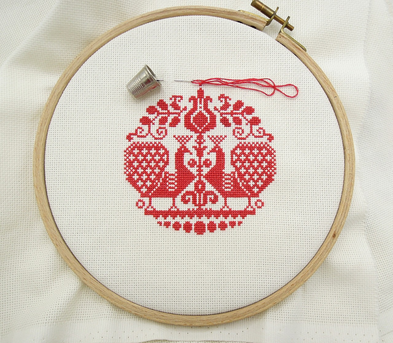 cross stitch embroidery red free photo