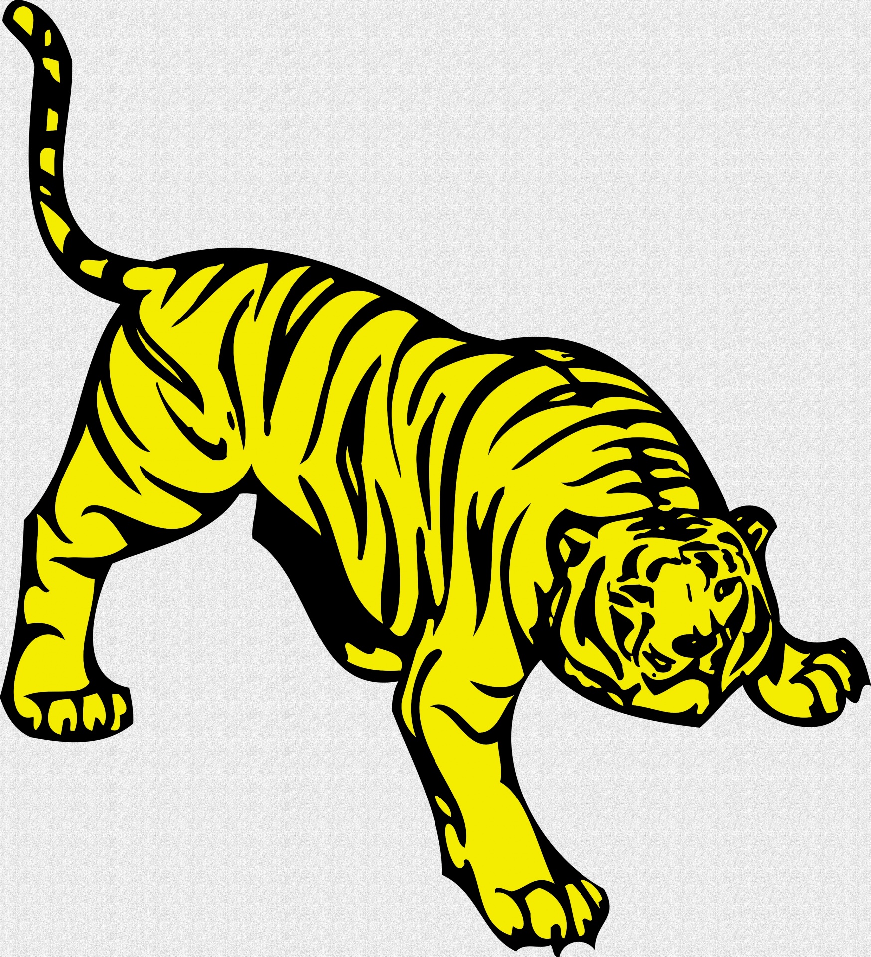 Download free photo of Drawing,cartoon,tiger,crouching,yellow - from