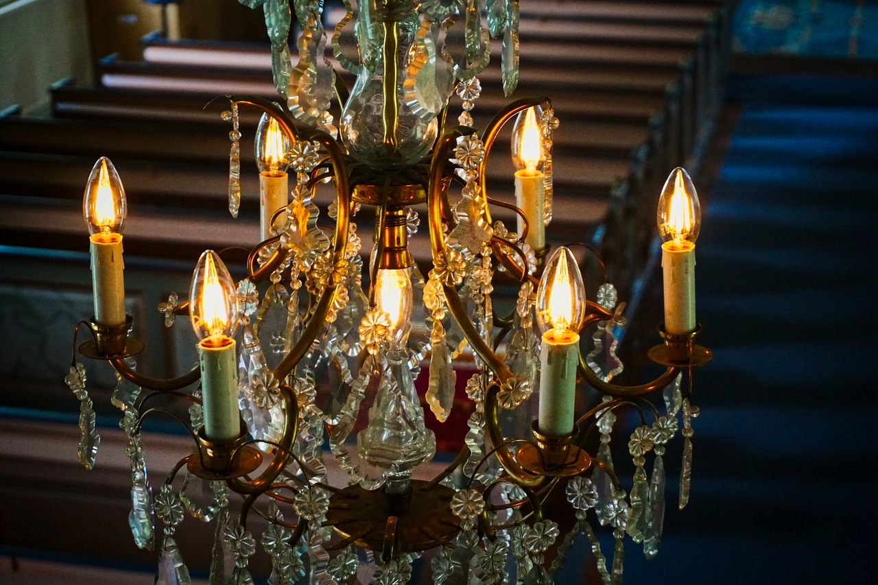 crown chandelier  church  old free photo