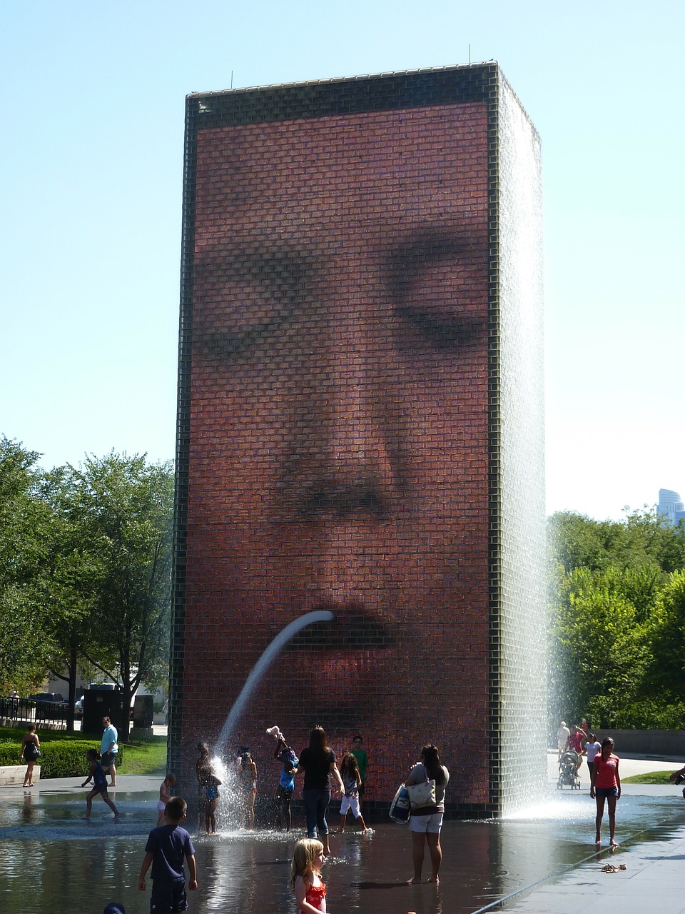 crown fountain chicago water free photo