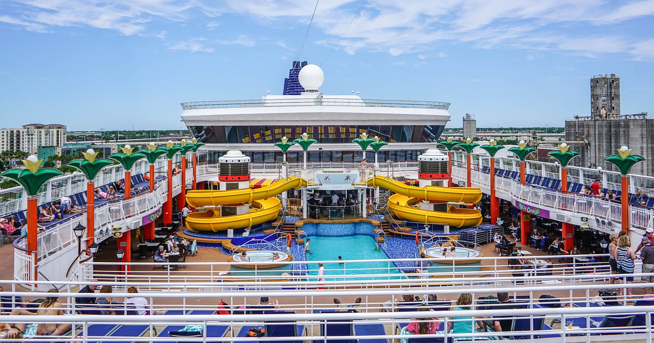cruise ship pool slide free photo