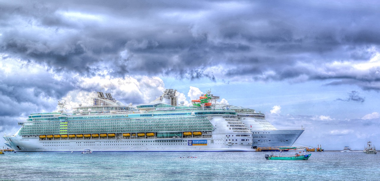 cruise ship sea clouds caribbean free photo