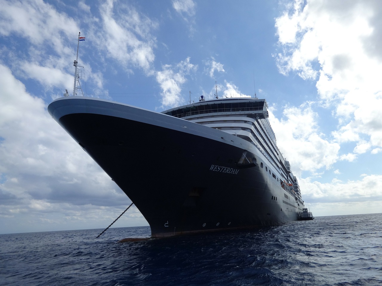 cruise ship looming anchored free photo