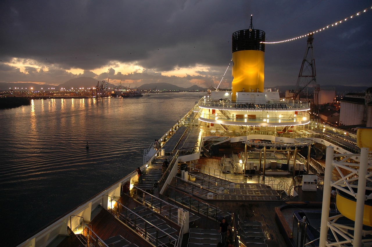 cruise ship boat night free photo