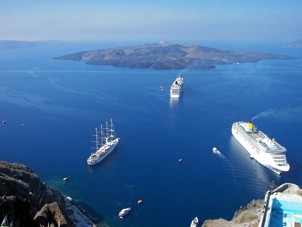 cruise ships greece cyclades free photo
