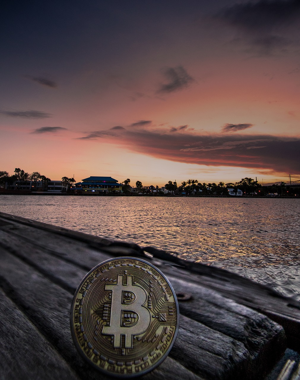 cryptocurrency  concept  sunset free photo
