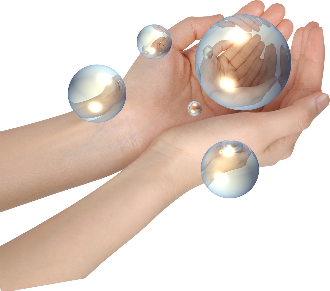 crystal ball hands open reflect free photo