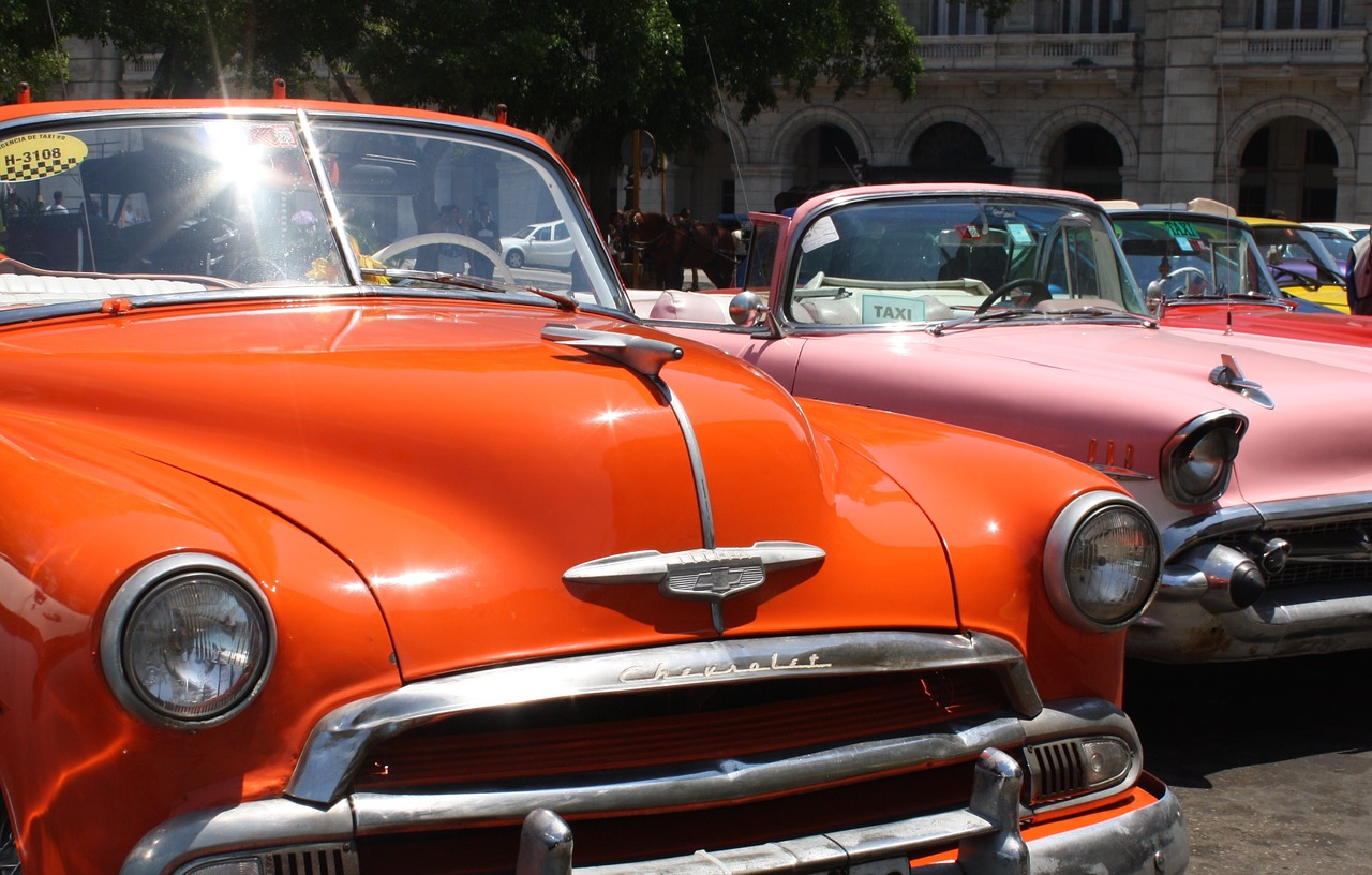 cuba classic cars orange free photo
