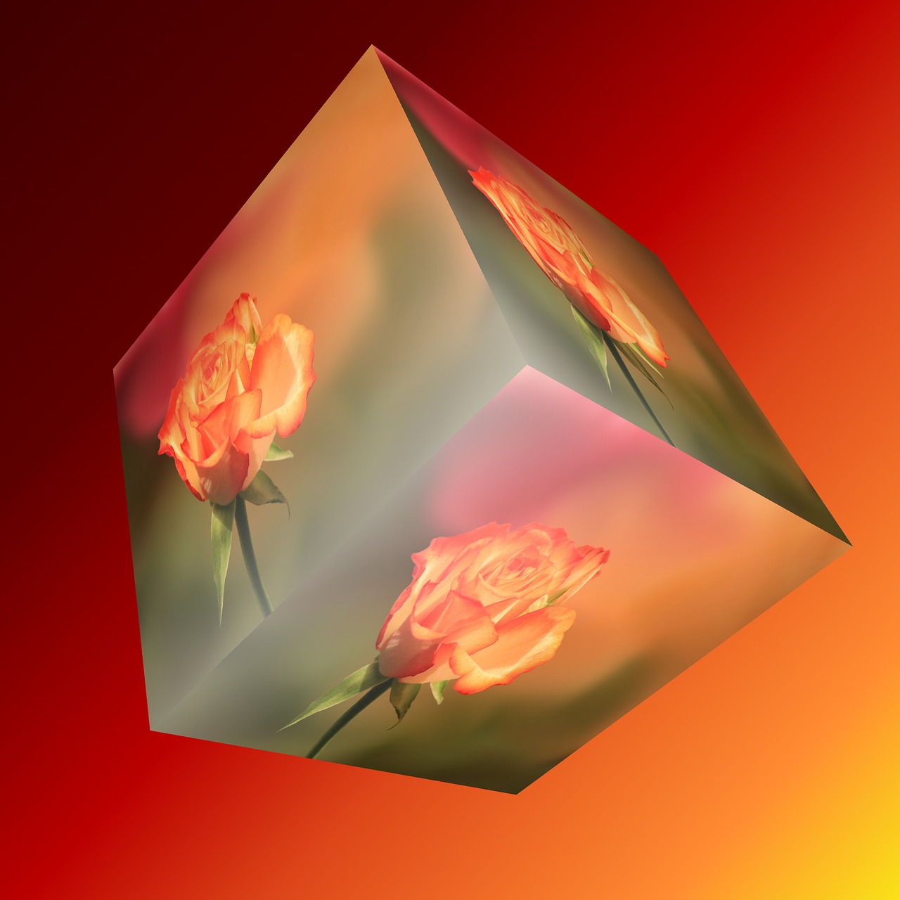 cube flower rose free photo