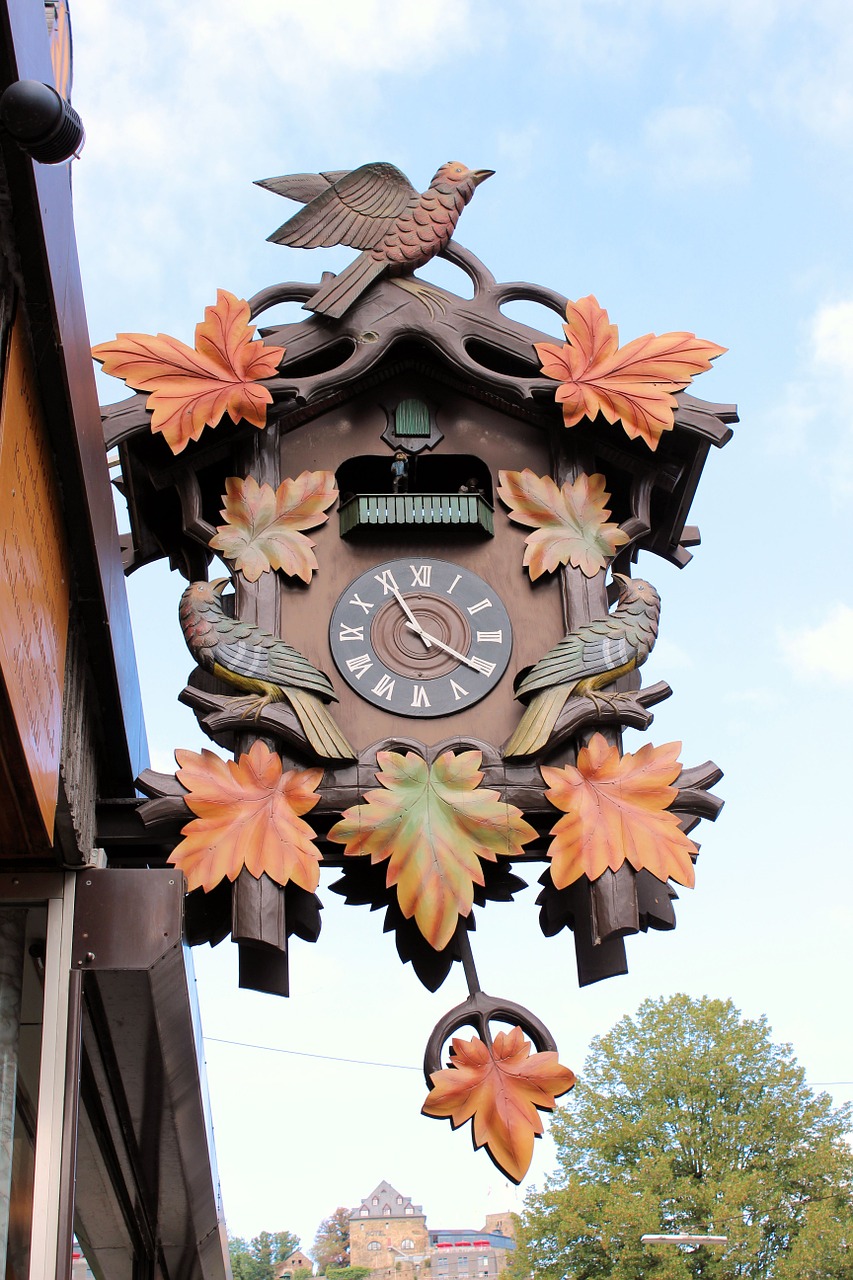 cuckoo clock shield advertising watchmaker free photo
