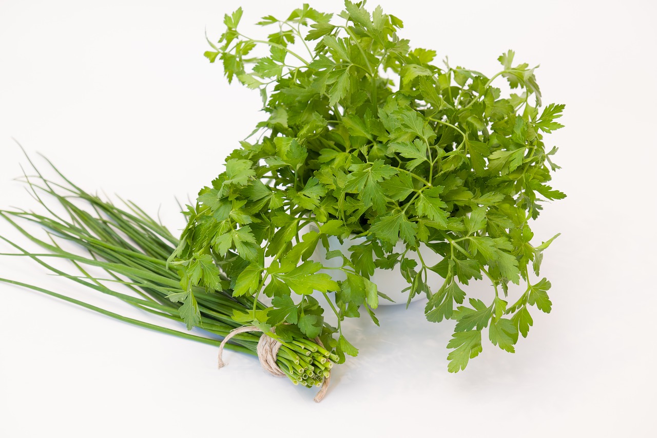 culinary herbs  chives  parsley free photo