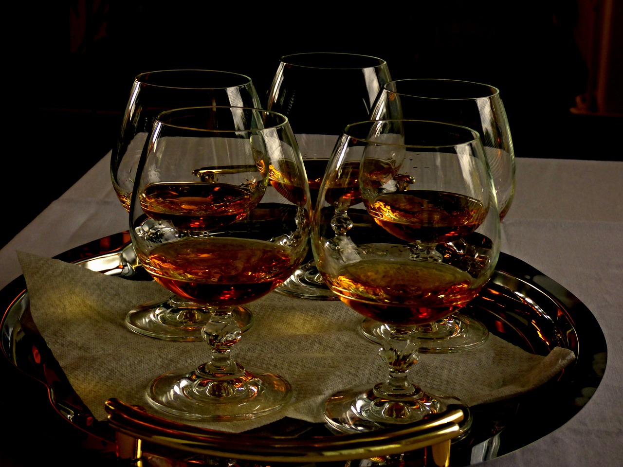 cup cognac tray free photo
