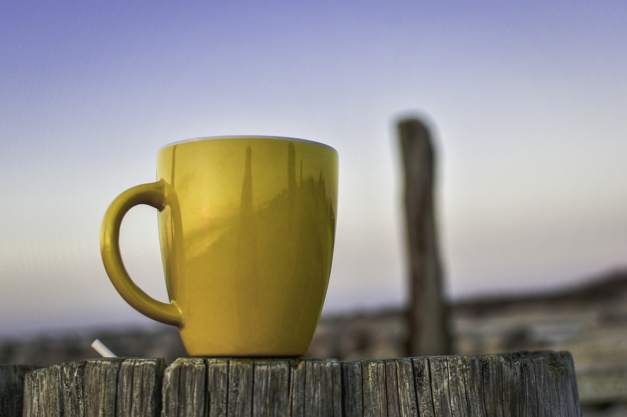 cup  yellow  beach free photo