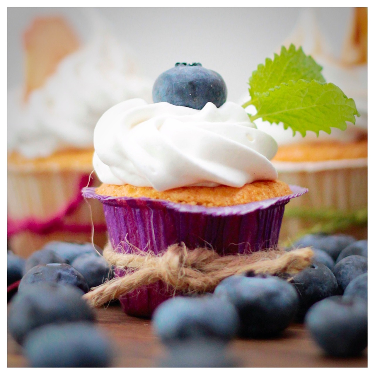 cupcake blueberries garnish free photo