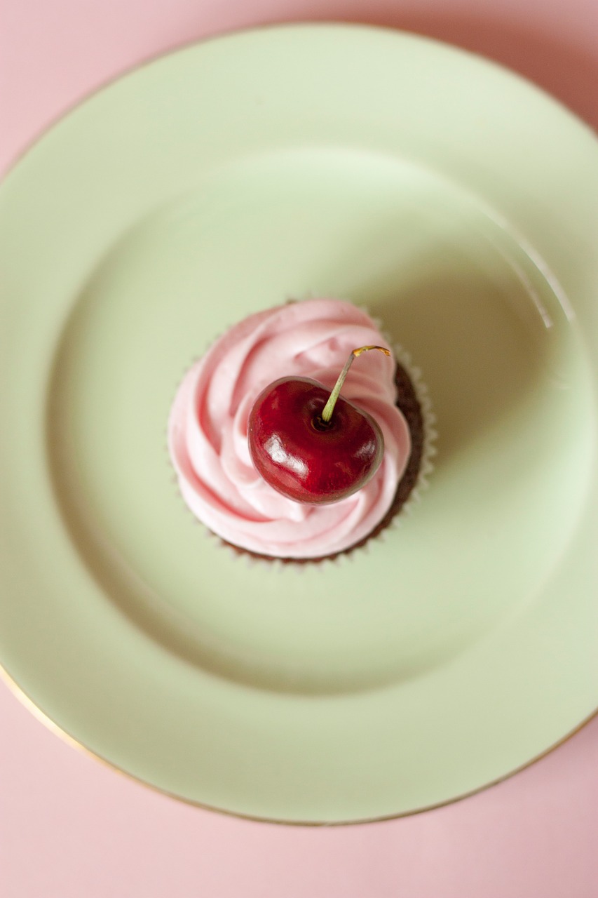 cupcake icing cherry free photo
