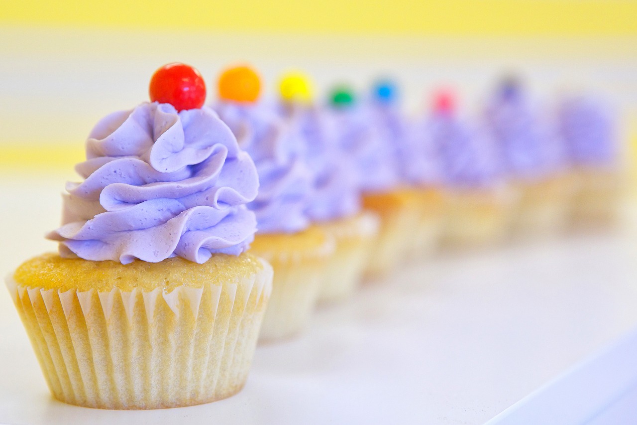 cupcakes  frosting  purple free photo