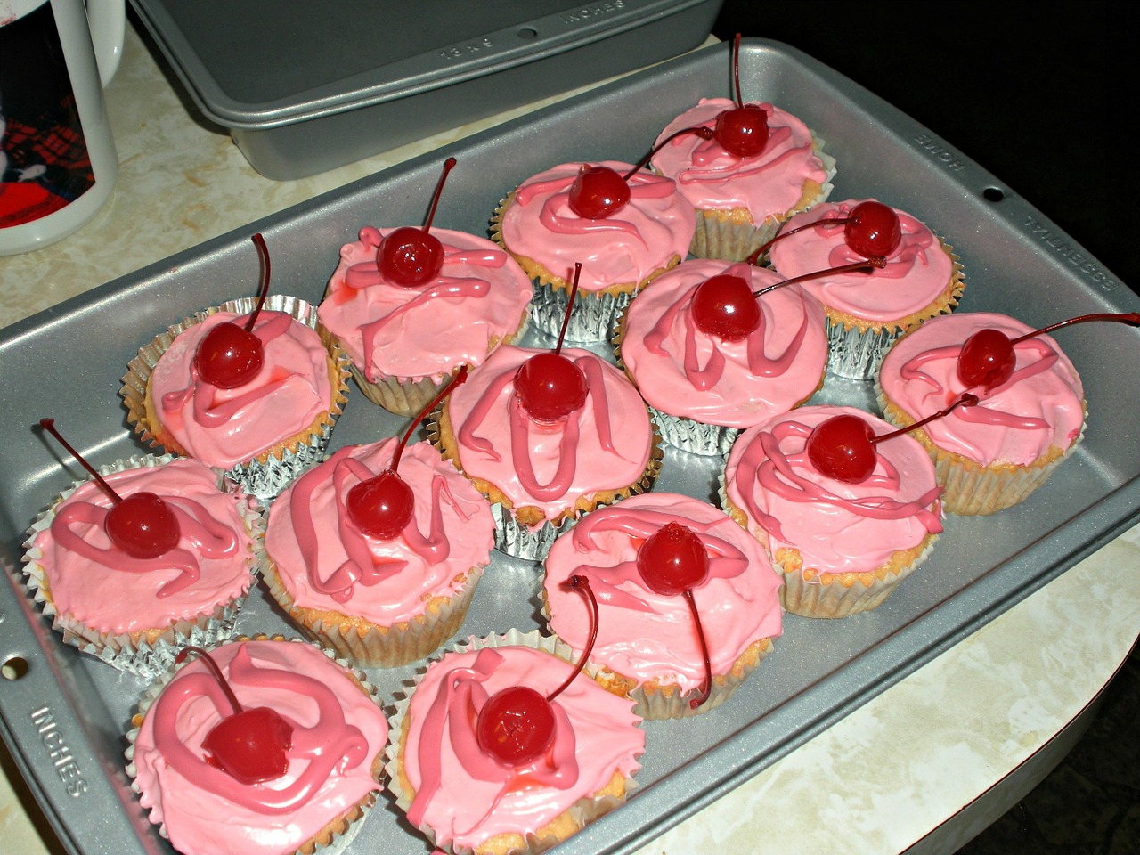 cupcakes pink cherry free photo