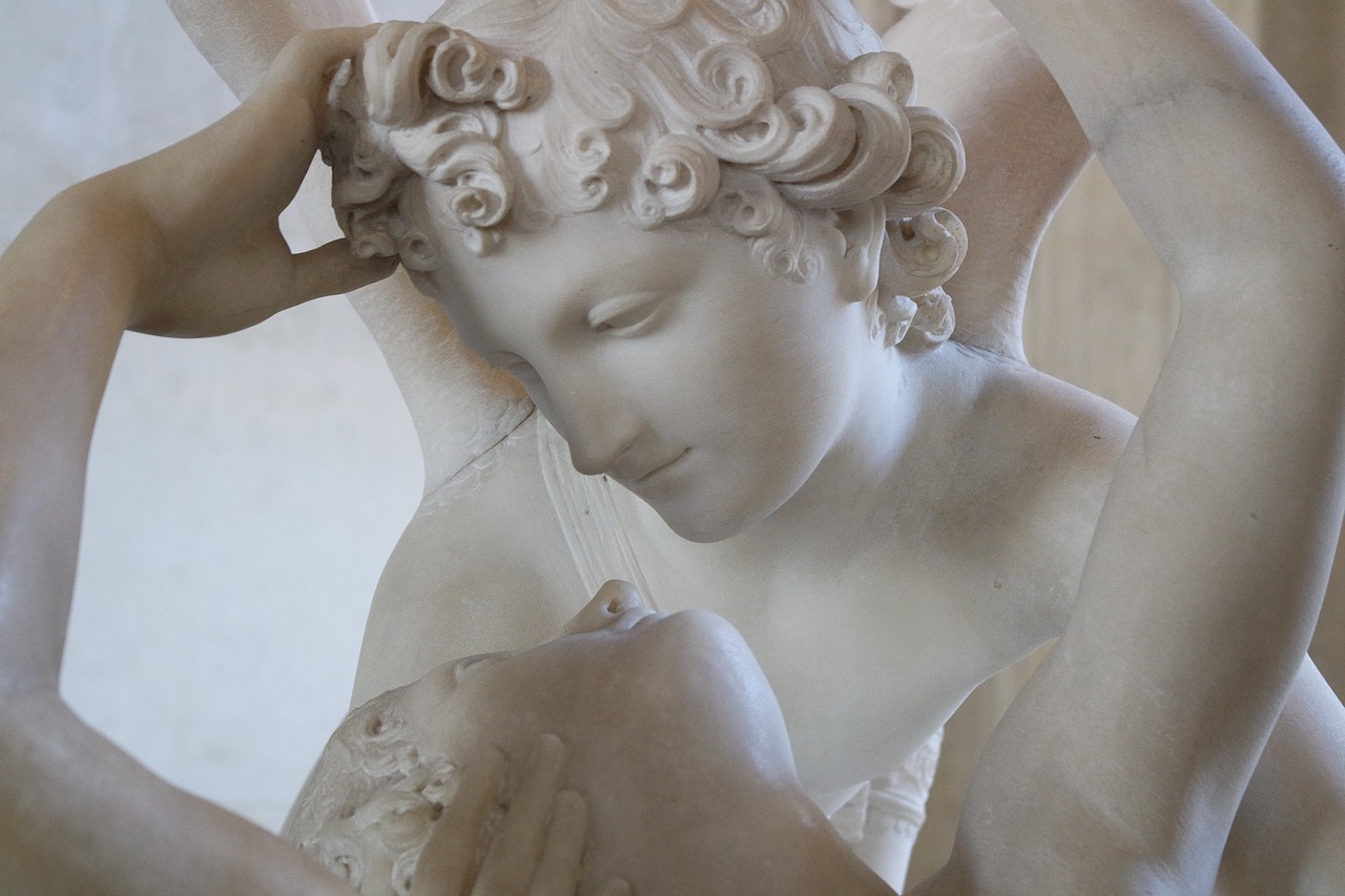 cupid and psyche  paris  statue free photo