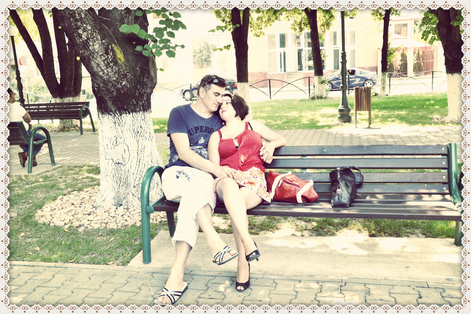 young couple park free photo