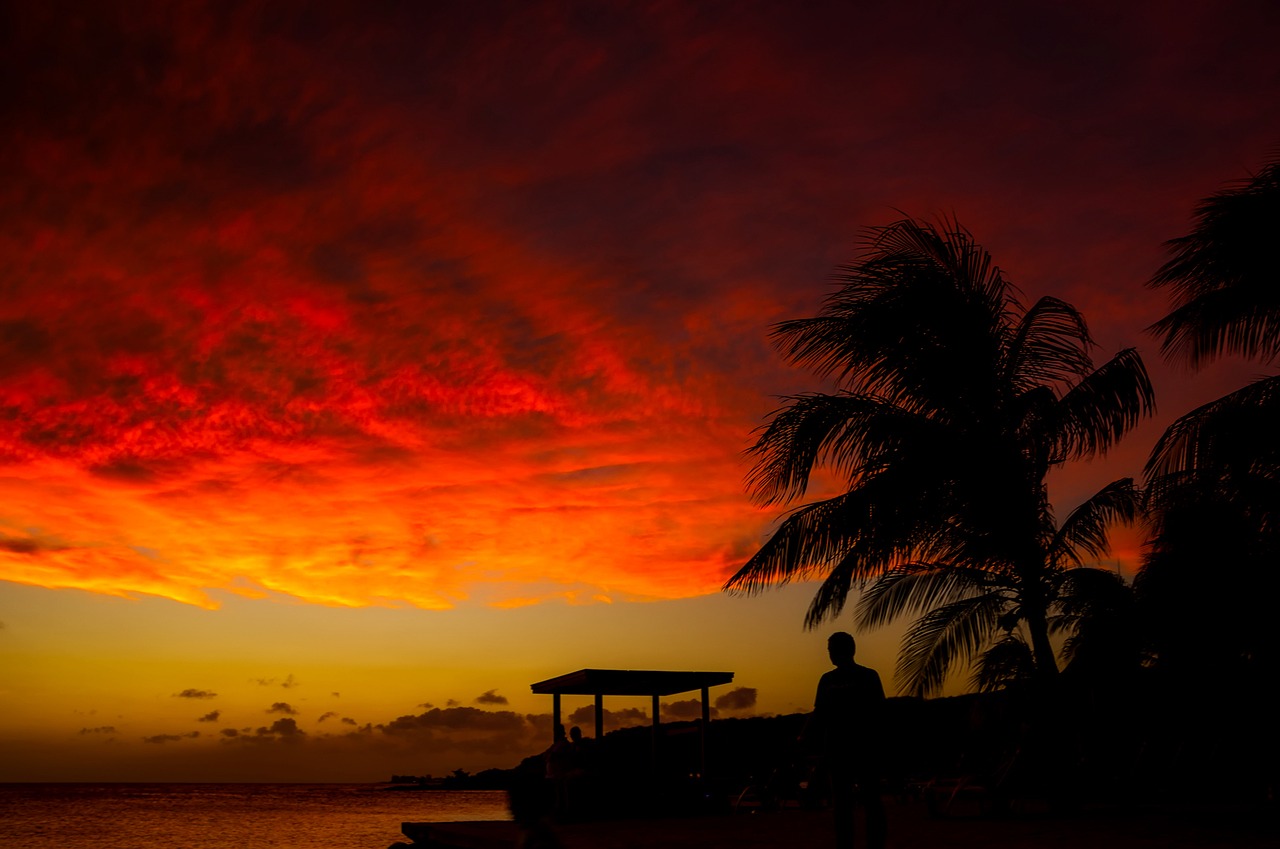 curacao sunset dusk free photo