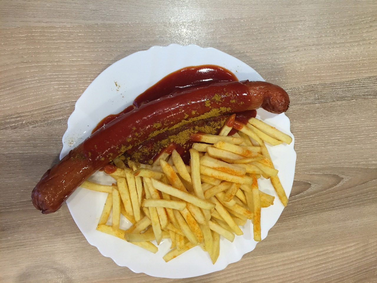 currywurst giant curry sausage french free photo