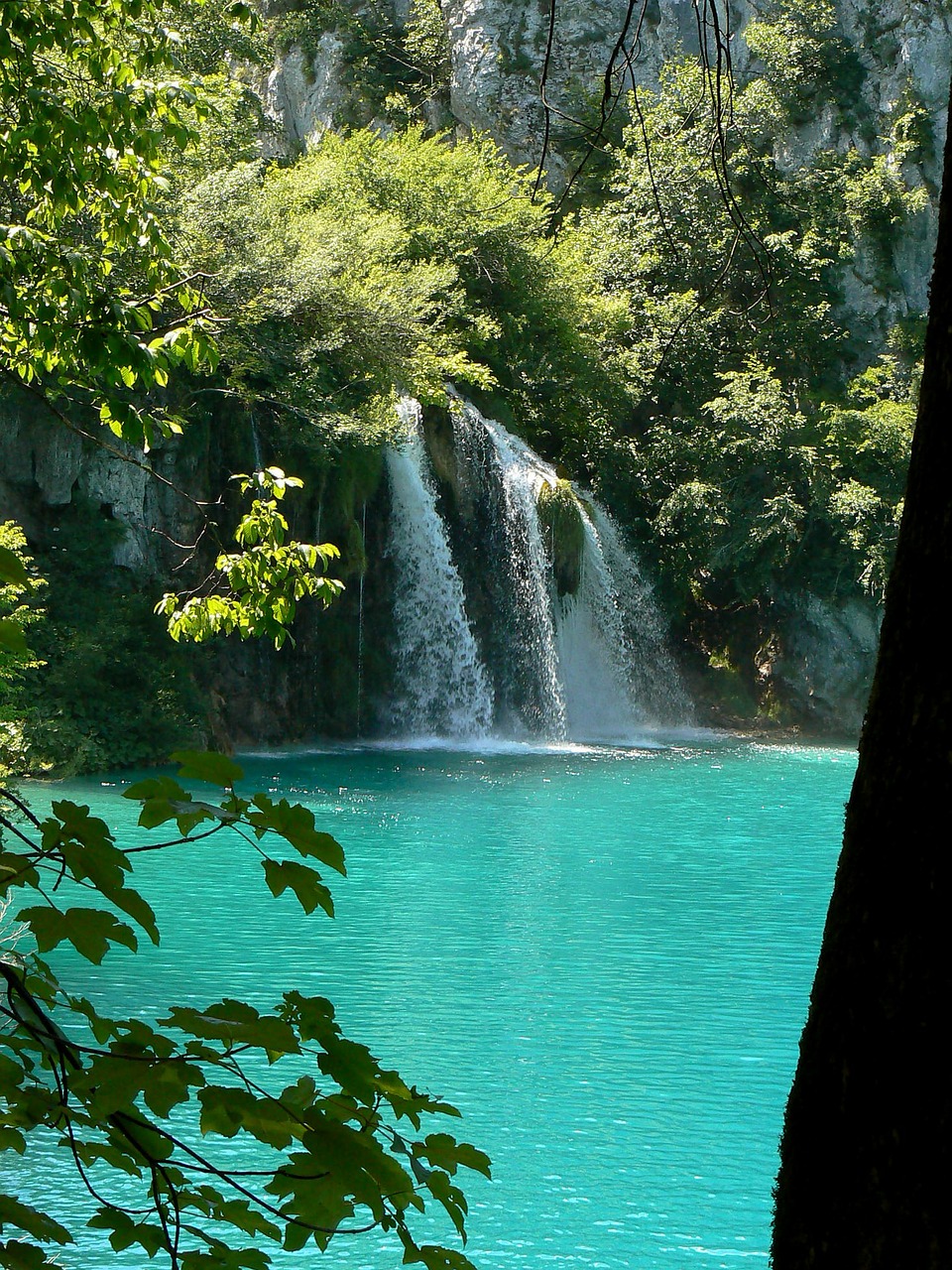 cyan waterfall water free photo