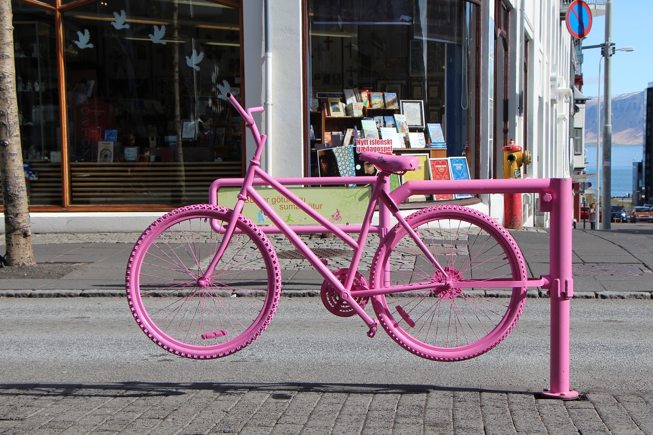 cycle reykjavik pink free photo
