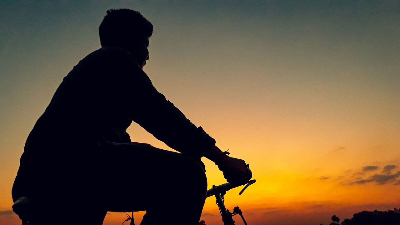 cycling evening colourful cloud free photo