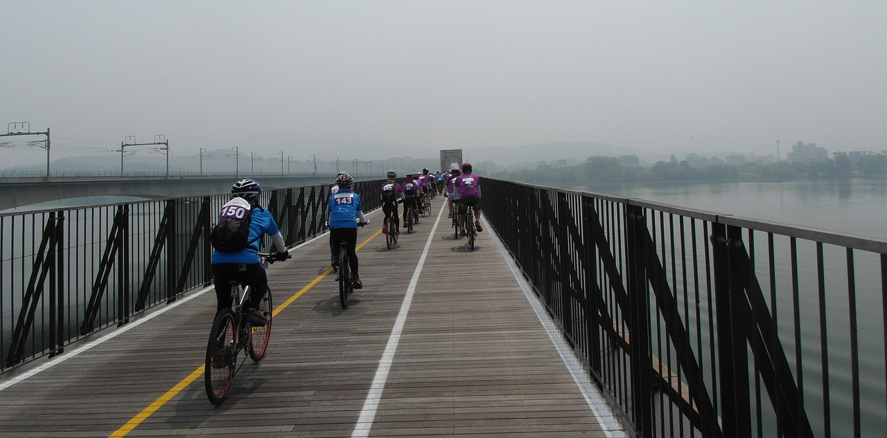 cycling bike bridge free photo
