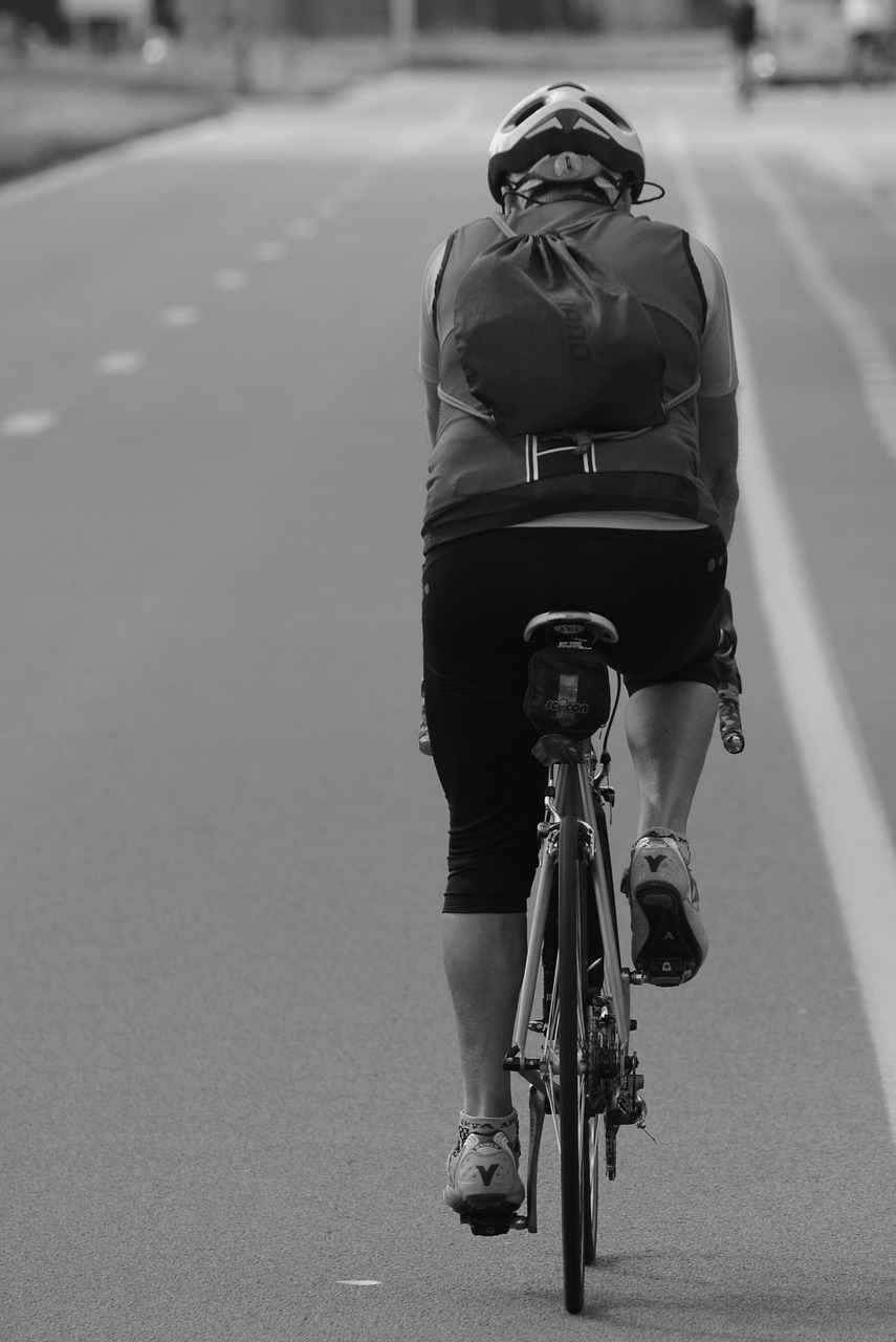 cyclist man backpack free photo