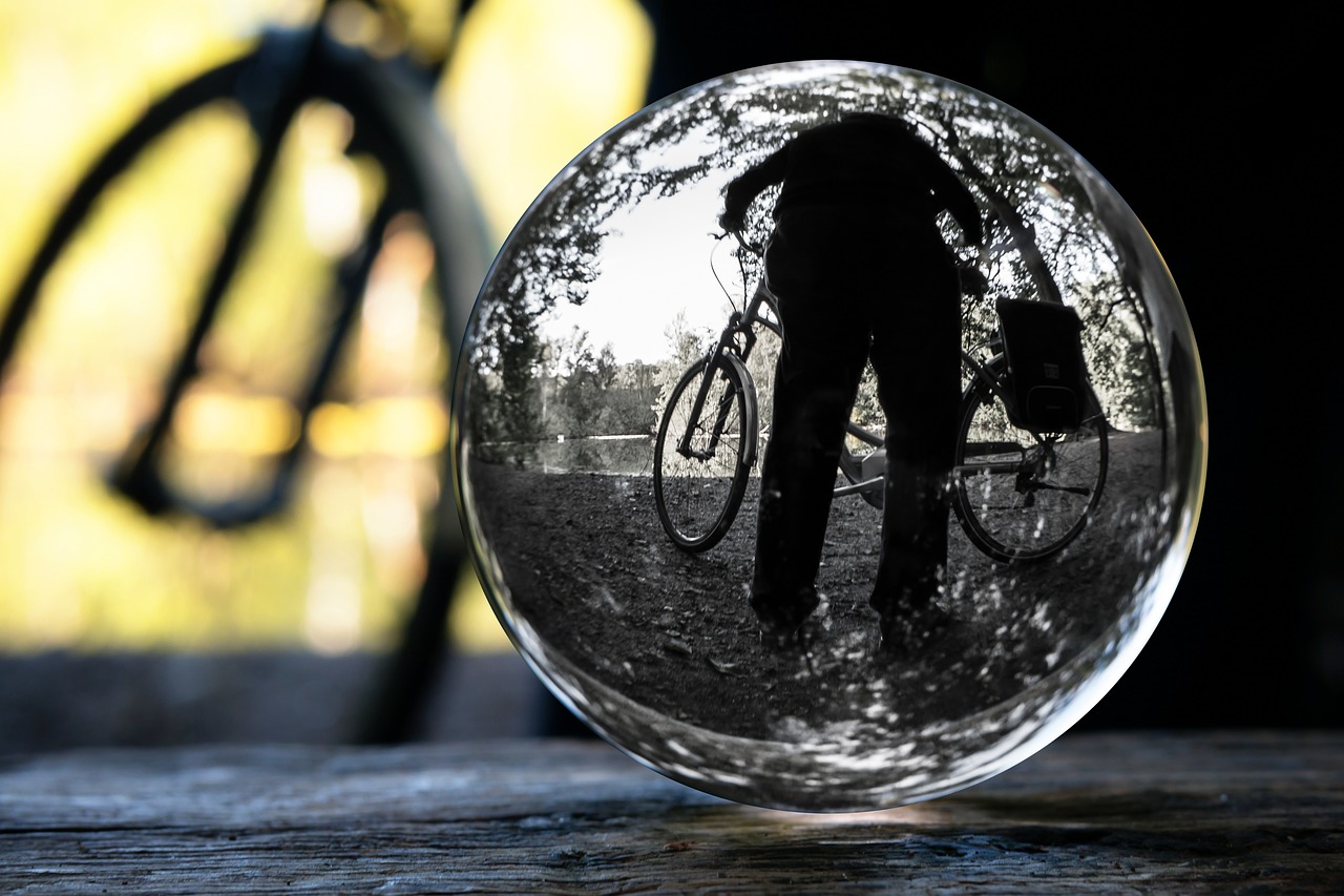 cyclists glass ball photo sphere free photo