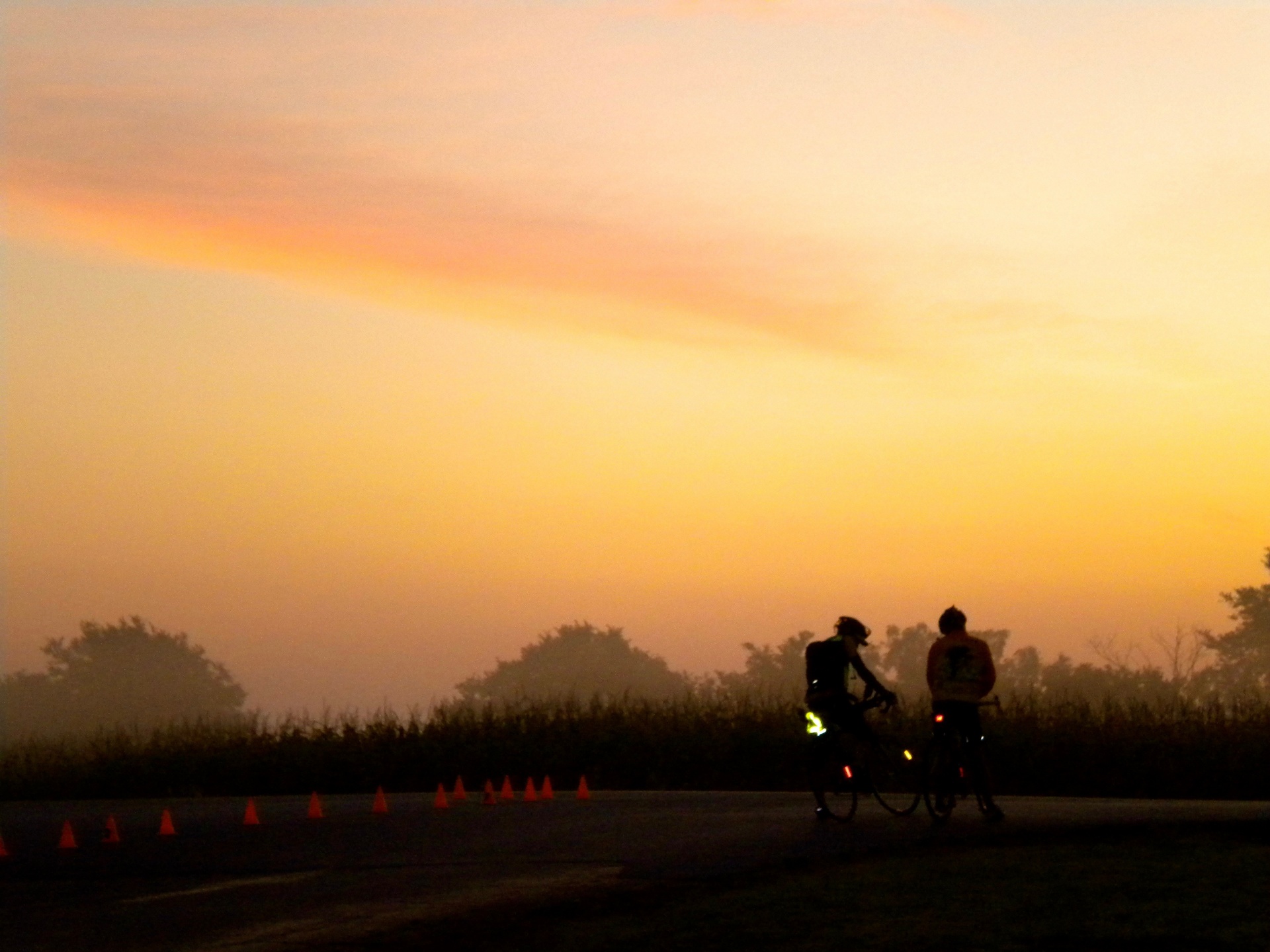 dawn cyclists morning free photo