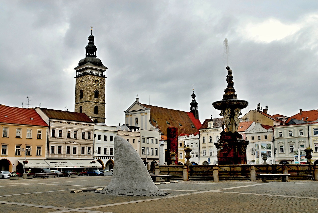 czech budejovice square black tower free photo