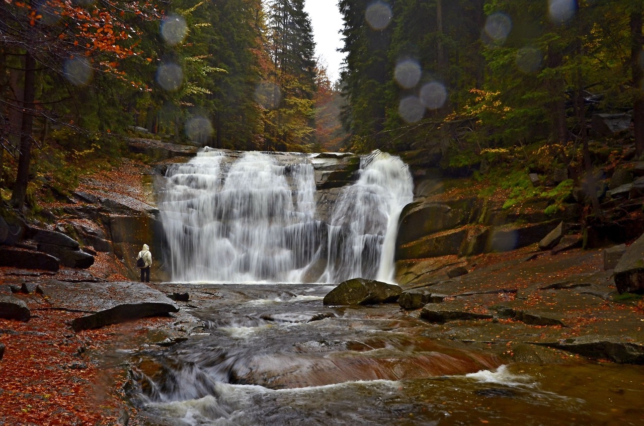 czech republic autumn waterfall of mumlava free photo