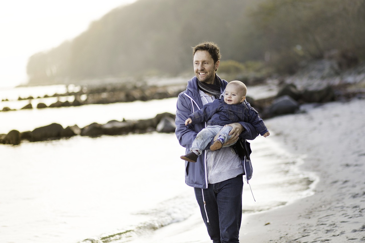 dad boy beach free photo